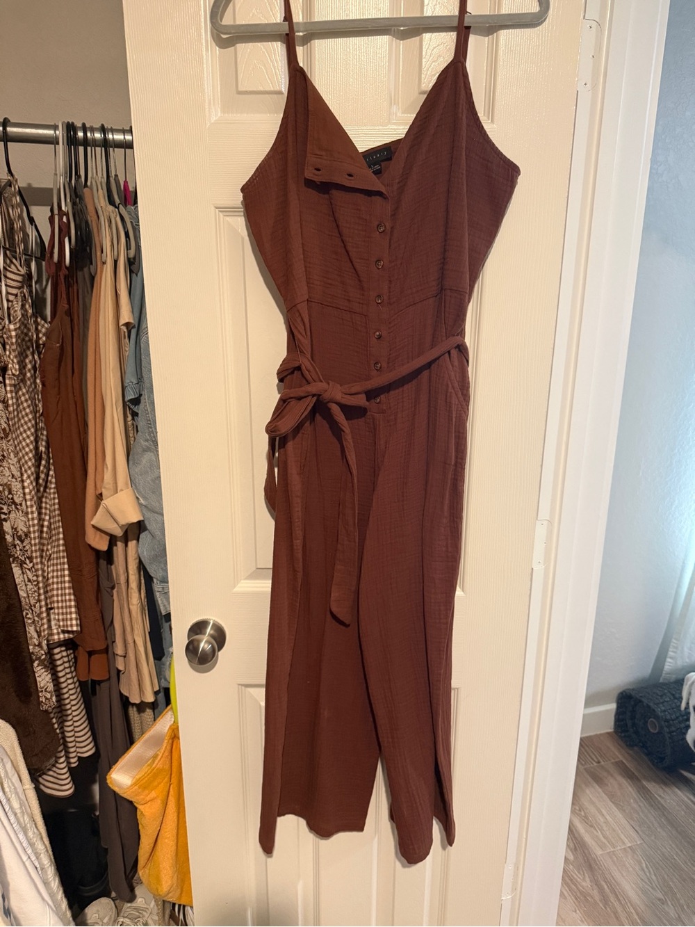 Cotton rust brown jumpsuit